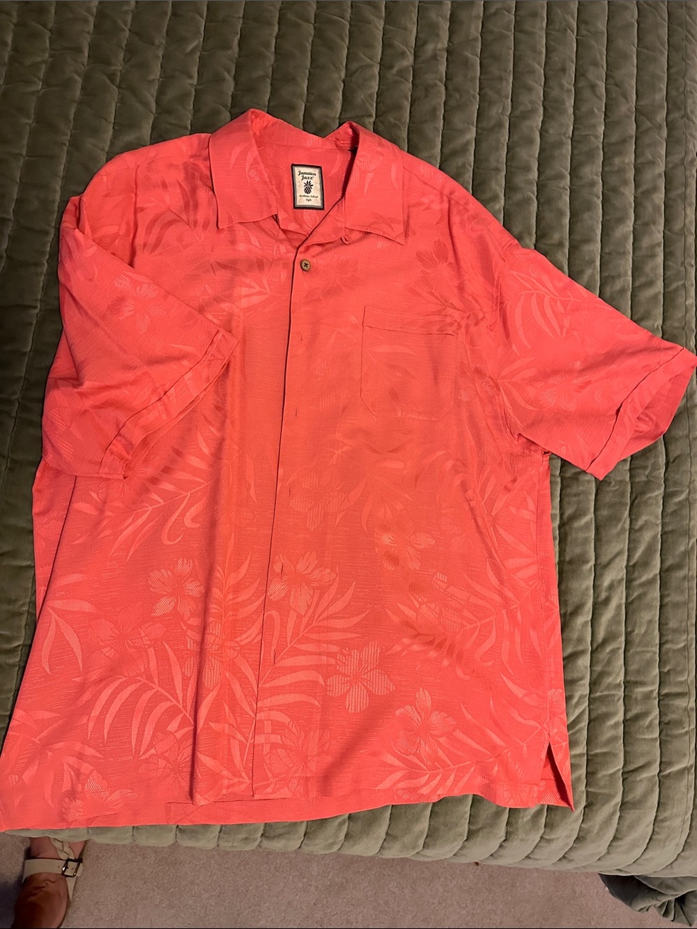 Jamaica Jaxx Coral 100% silk Hawaiian style shirt XXL